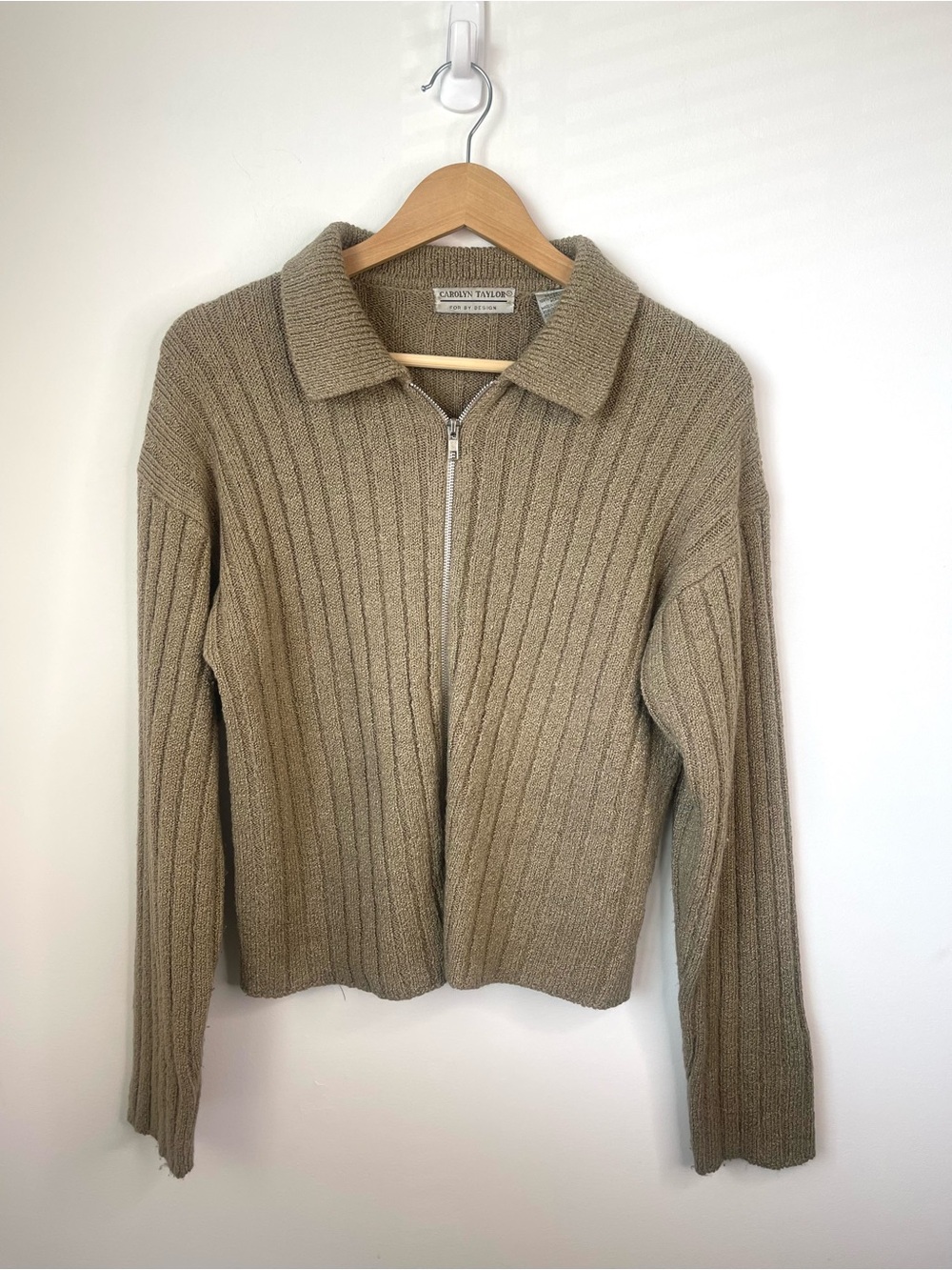 Vintage Carolyn Taylor For By Design ribbed full-zip cardigan sweater size med